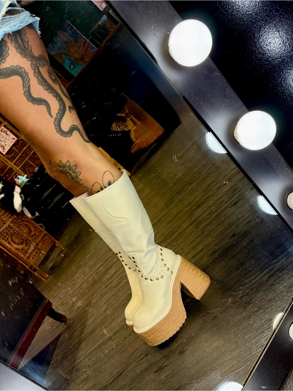Dolls Kill x Bratz - Superstar Status Platform Boots - Off White - Women’s 10